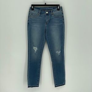 ARTICLES OF SOCIETY Distressed Raw Hem Skinny Jeans